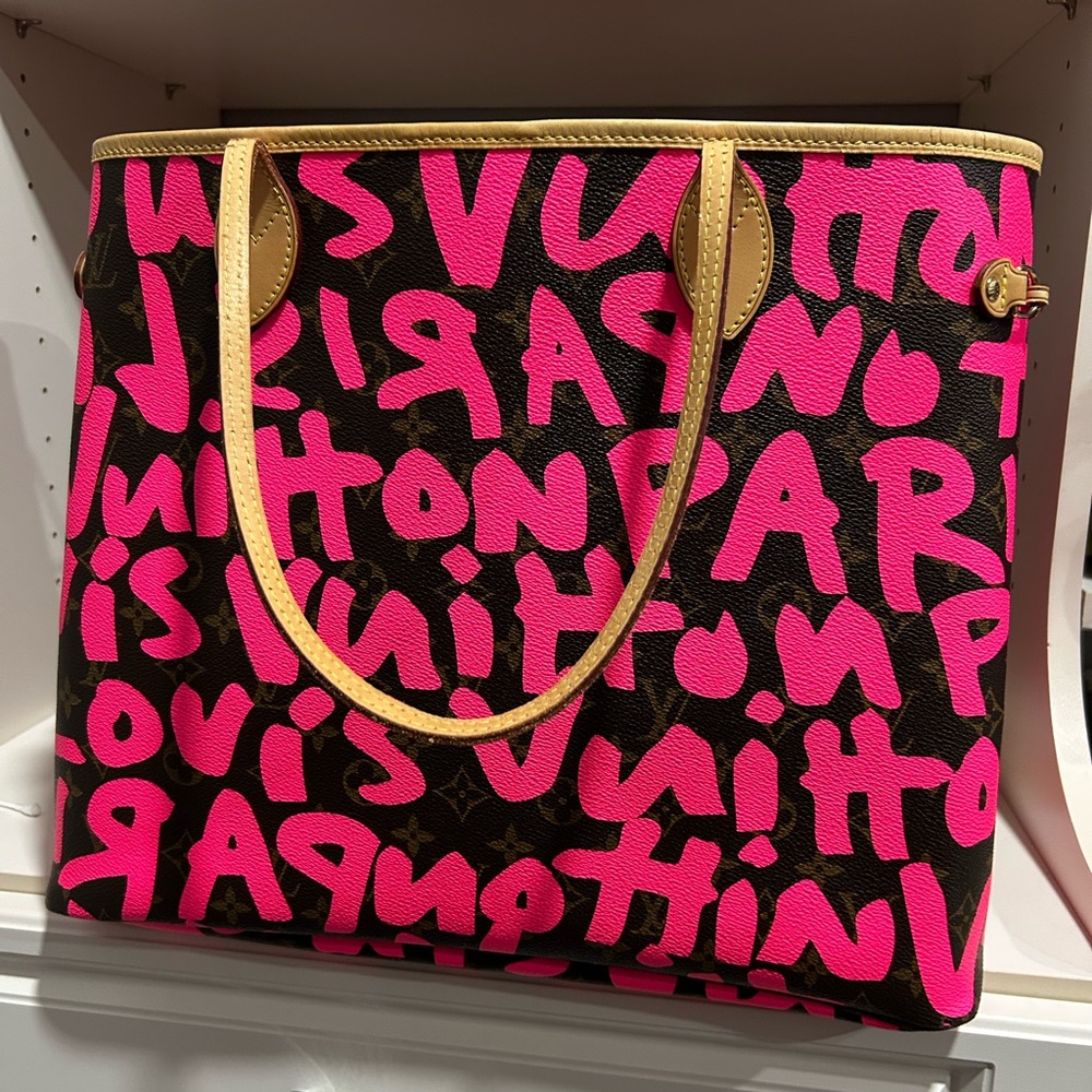 Louis Vuitton Neon Pink Graffiti Tote 100% Authentic